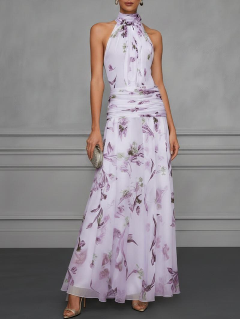 Printed Strapless Sleeveless Maxi Dress