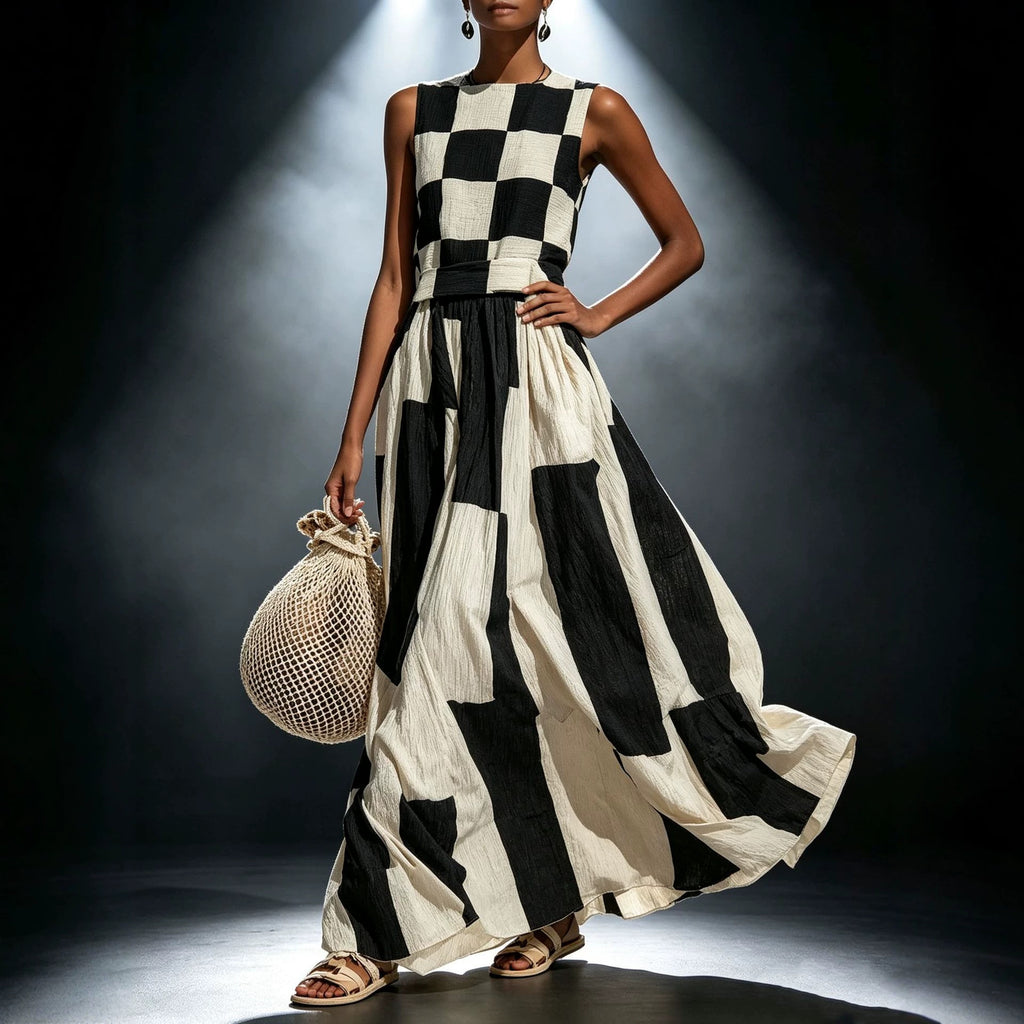 Black Sleeveless Round-Neck Maxi Dress