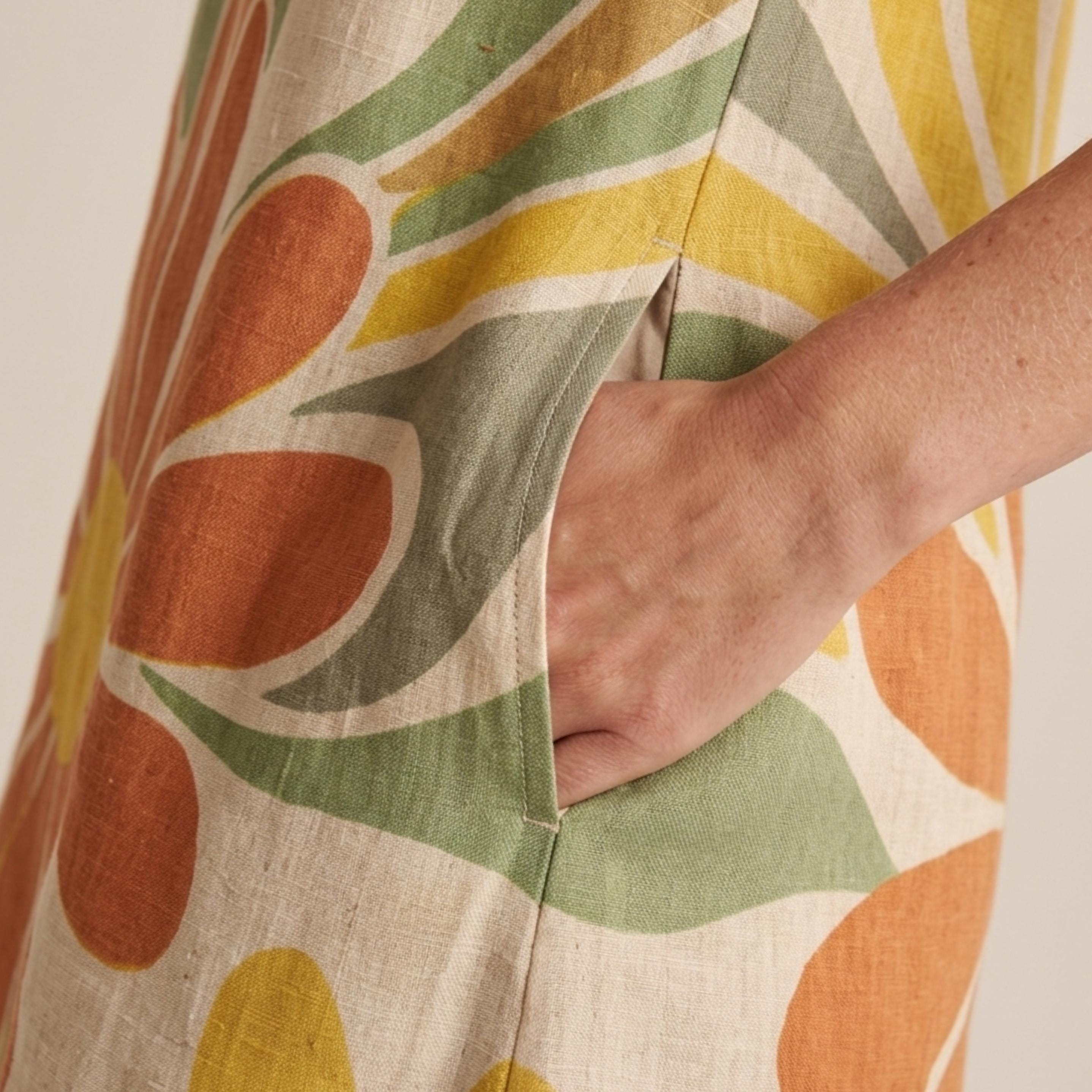 Retro Floral A-Line Dress | Sleeveless Summer Pocket Dress