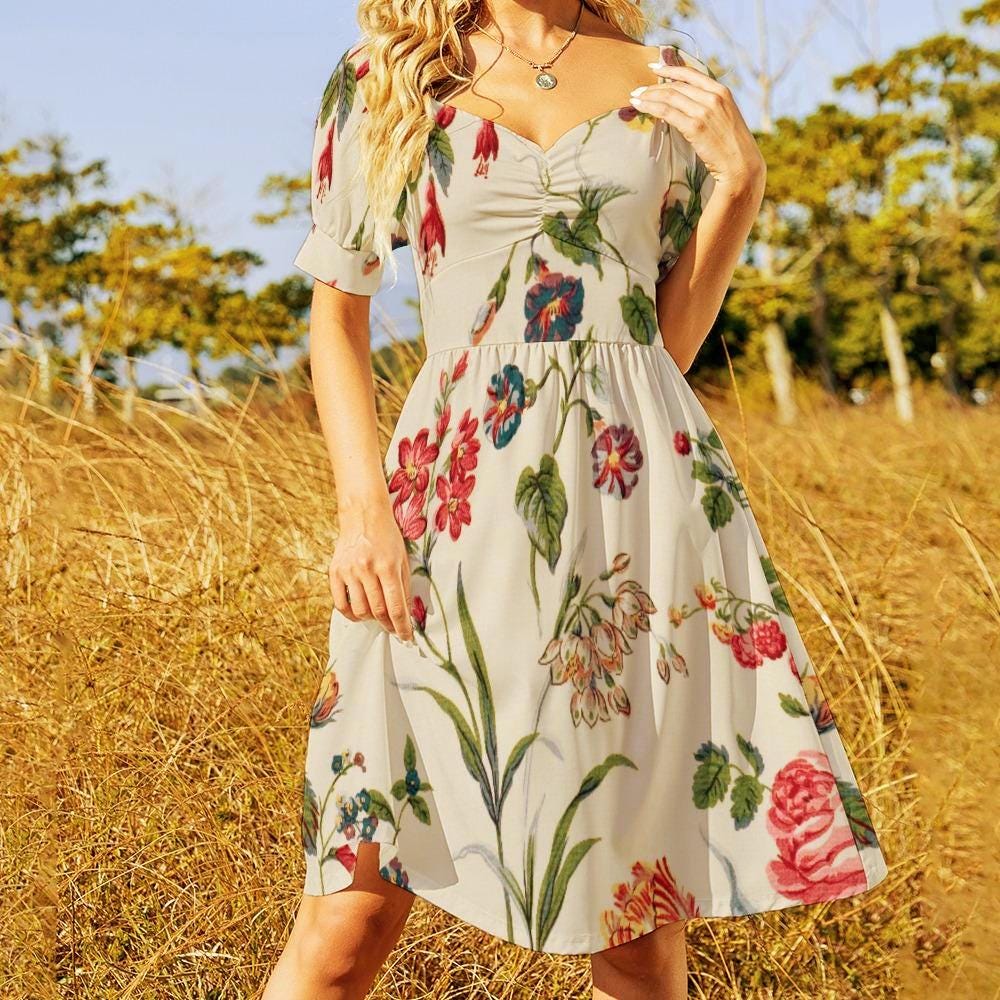 Boho Floral Sweetheart Midi Dress | Romantic Summer Sundress