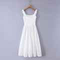White Square-Neck Lace-Detail Maxi Dress