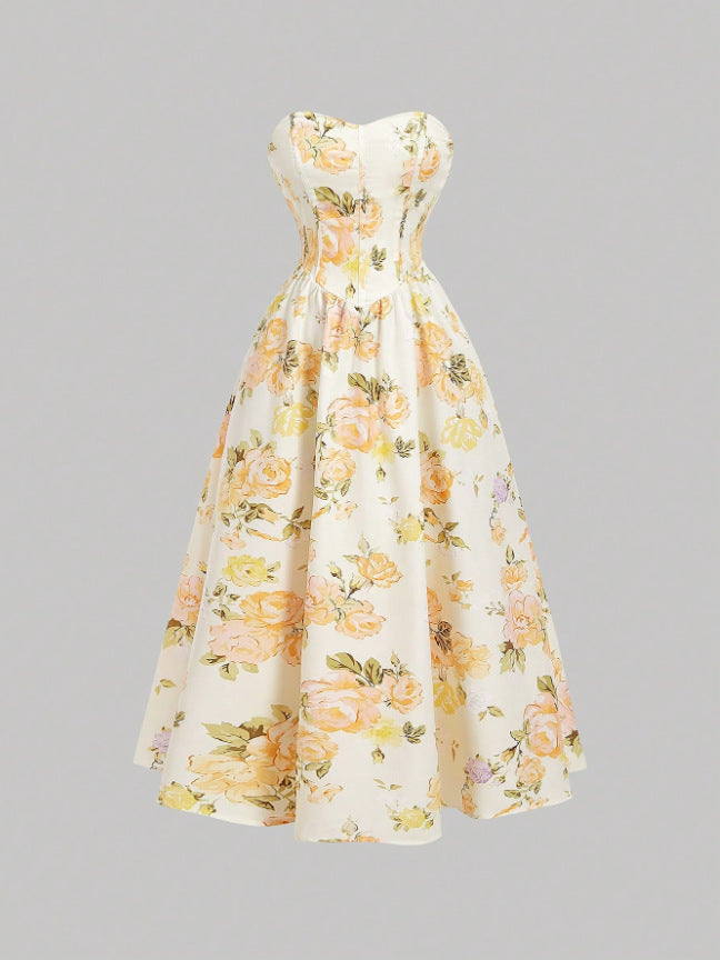 Yellow Sleeveless A-Line Dress