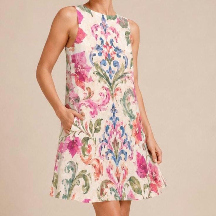 Pink Floral Cottagecore Dress | Romantic Garden Party Pocket Dress