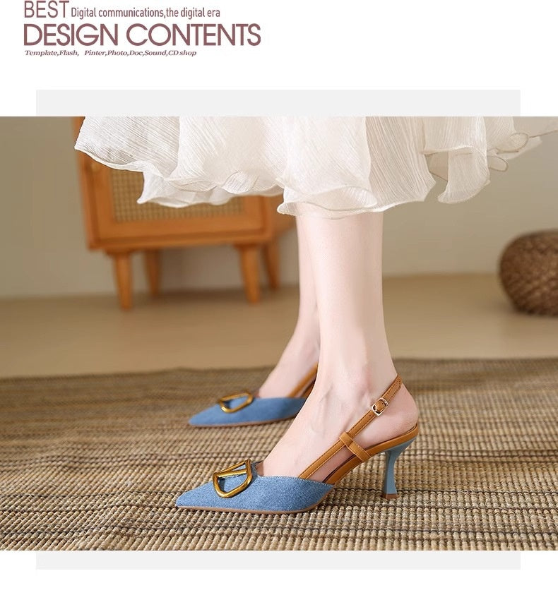 Denim-effect dress sandals product detail