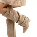 High chunky-heel mid-calf boots