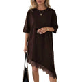 Relaxed Round-Neck Short-Sleeve Midi Dress