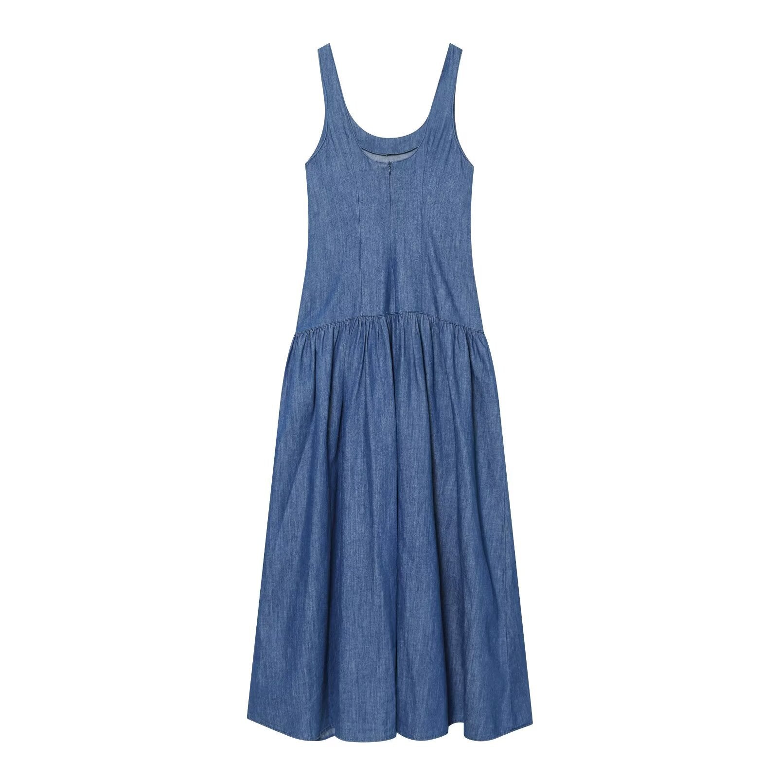Blue Sleeveless Zip Maxi Dress