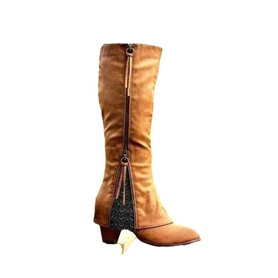 Round-toe cuffed tall boots product view