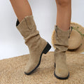 Pleated western cowboy boots for women