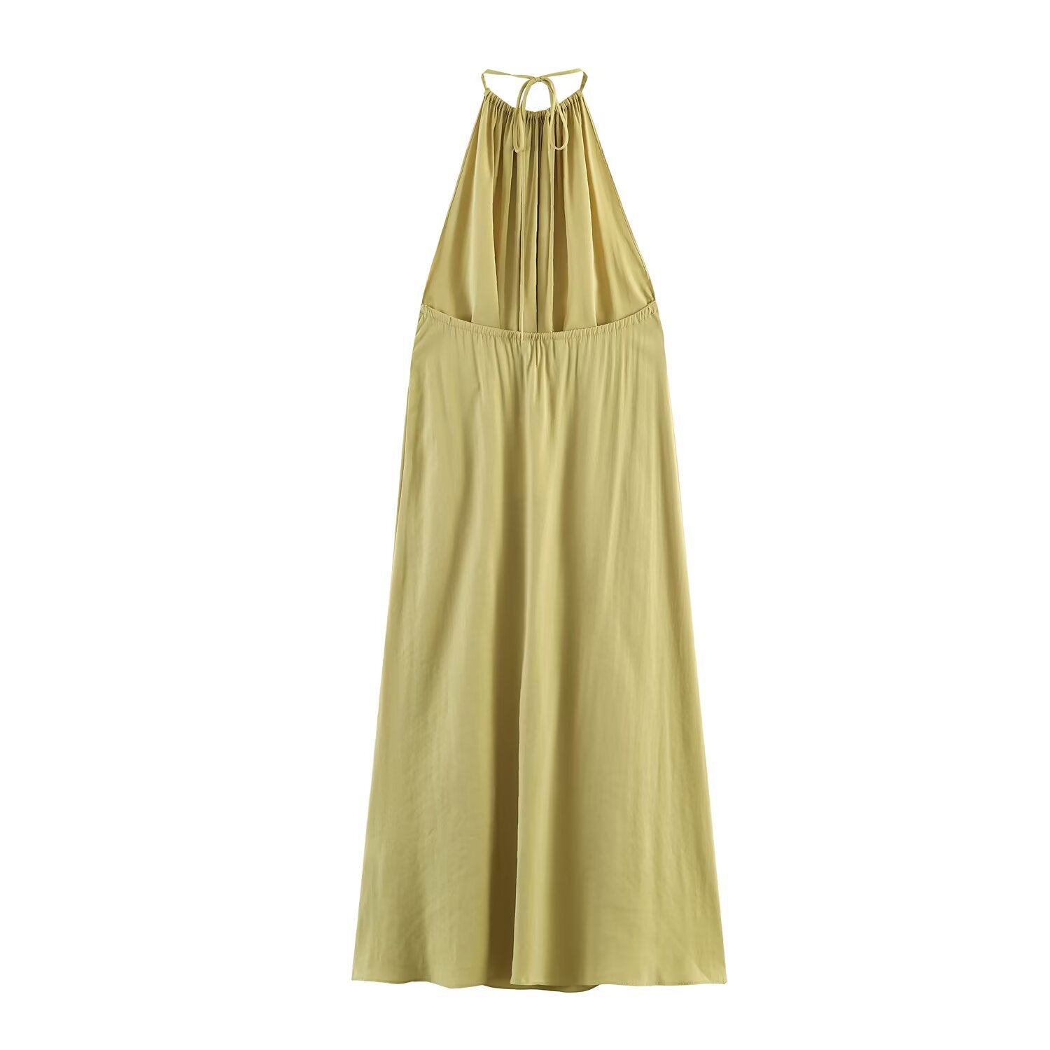 Matcha Green Halter-Neck Sleeveless Dress