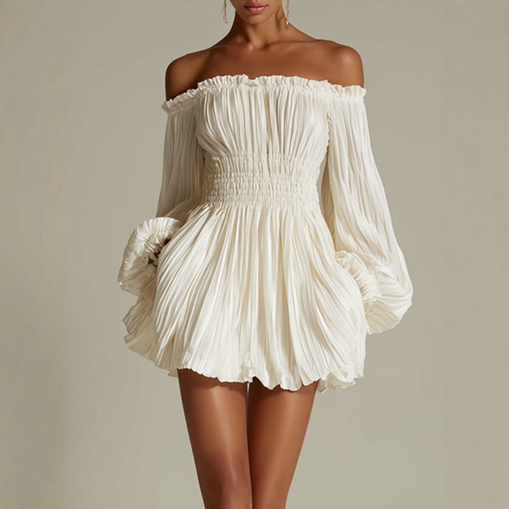 One-Shoulder Long-Sleeve Mini Dress