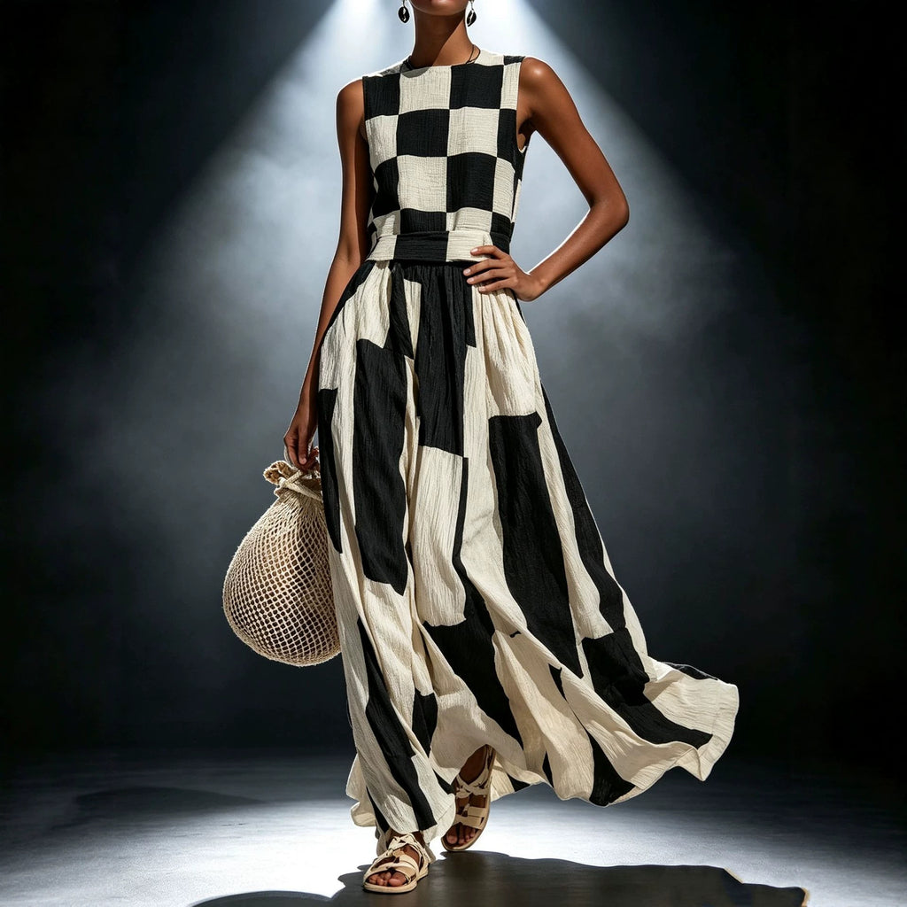 Black Sleeveless Round-Neck Maxi Dress