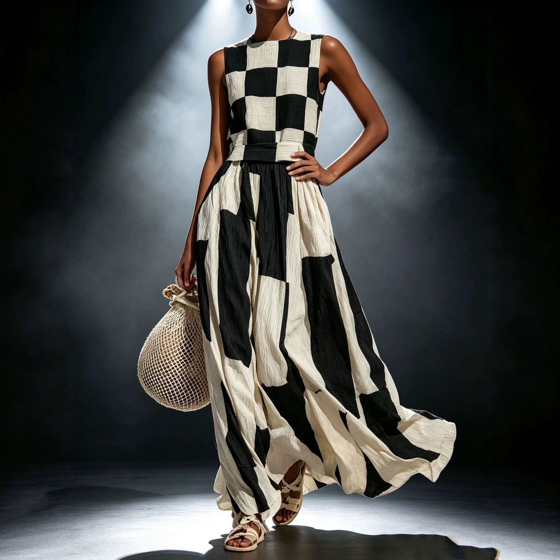 Black Sleeveless Round-Neck Maxi Dress