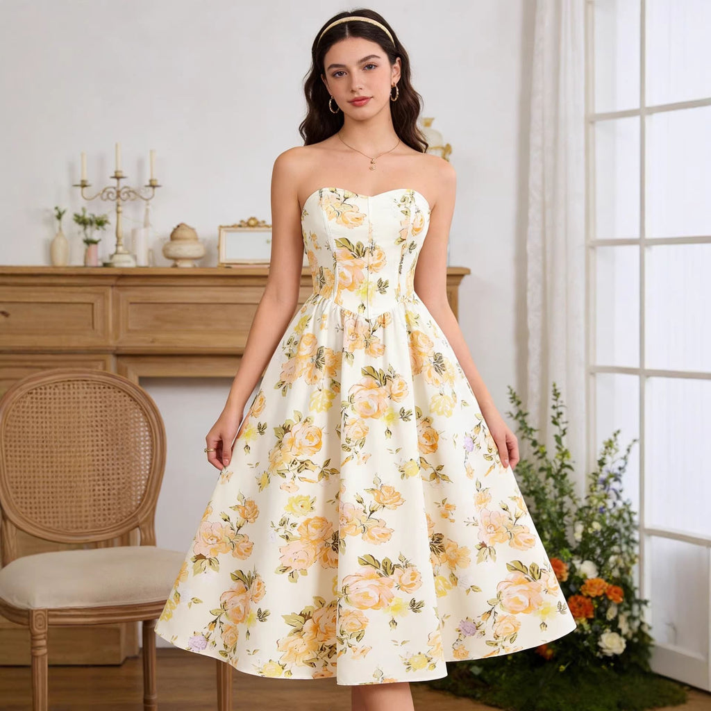Yellow Sleeveless A-Line Dress