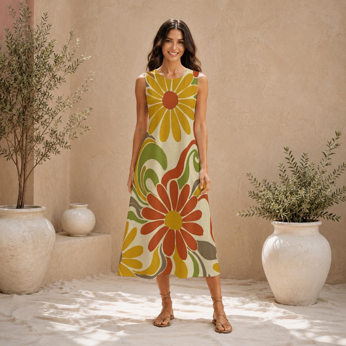 70s Daisy Cotton Midi Dress