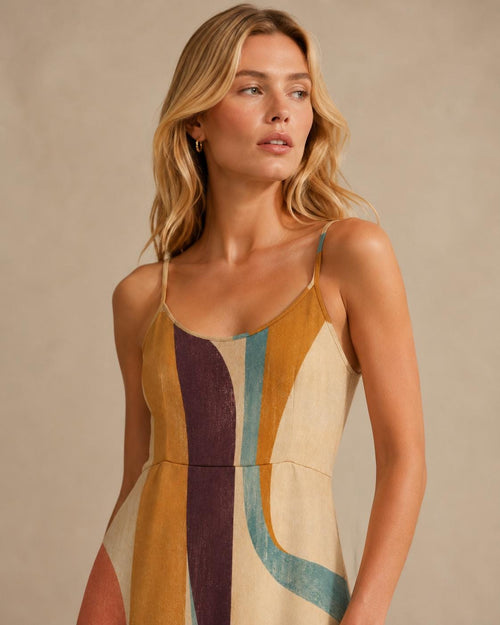 Abstract Spaghetti Strap Mini Dress | Retro Resort Sundress