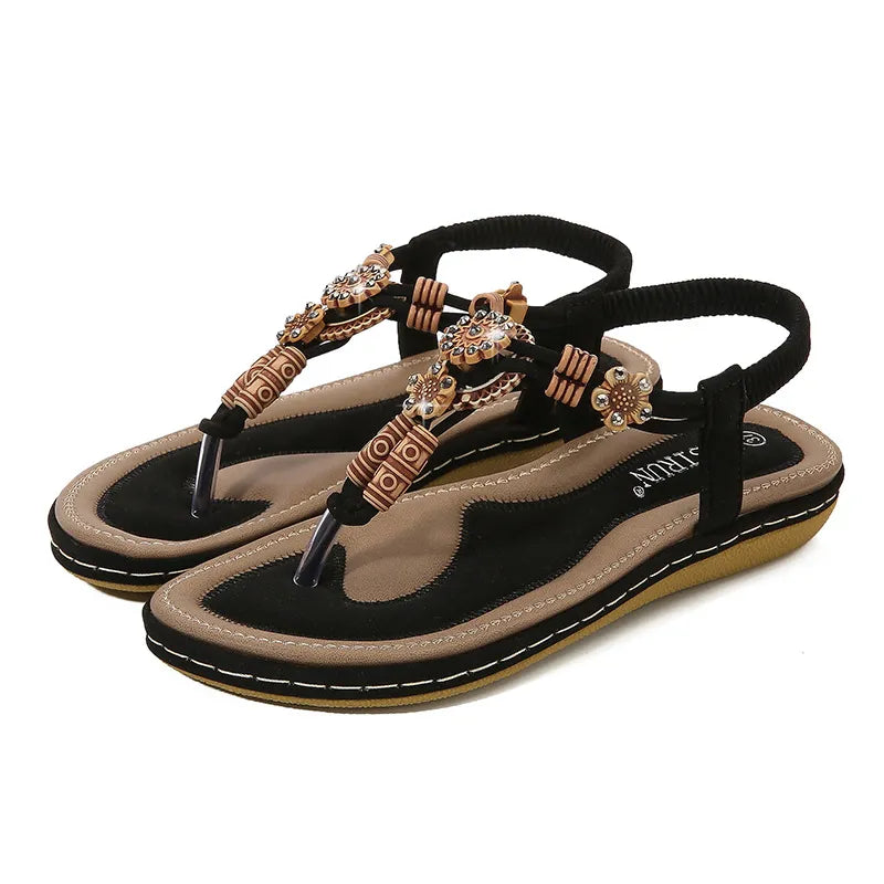 PU leather-look flat sandals with toe-post design