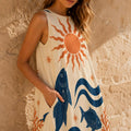 Mediterranean Fish Mini Dress | Coastal Resort A-Line Dress