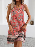 Floral U-Neck Sleeveless Midi Dress