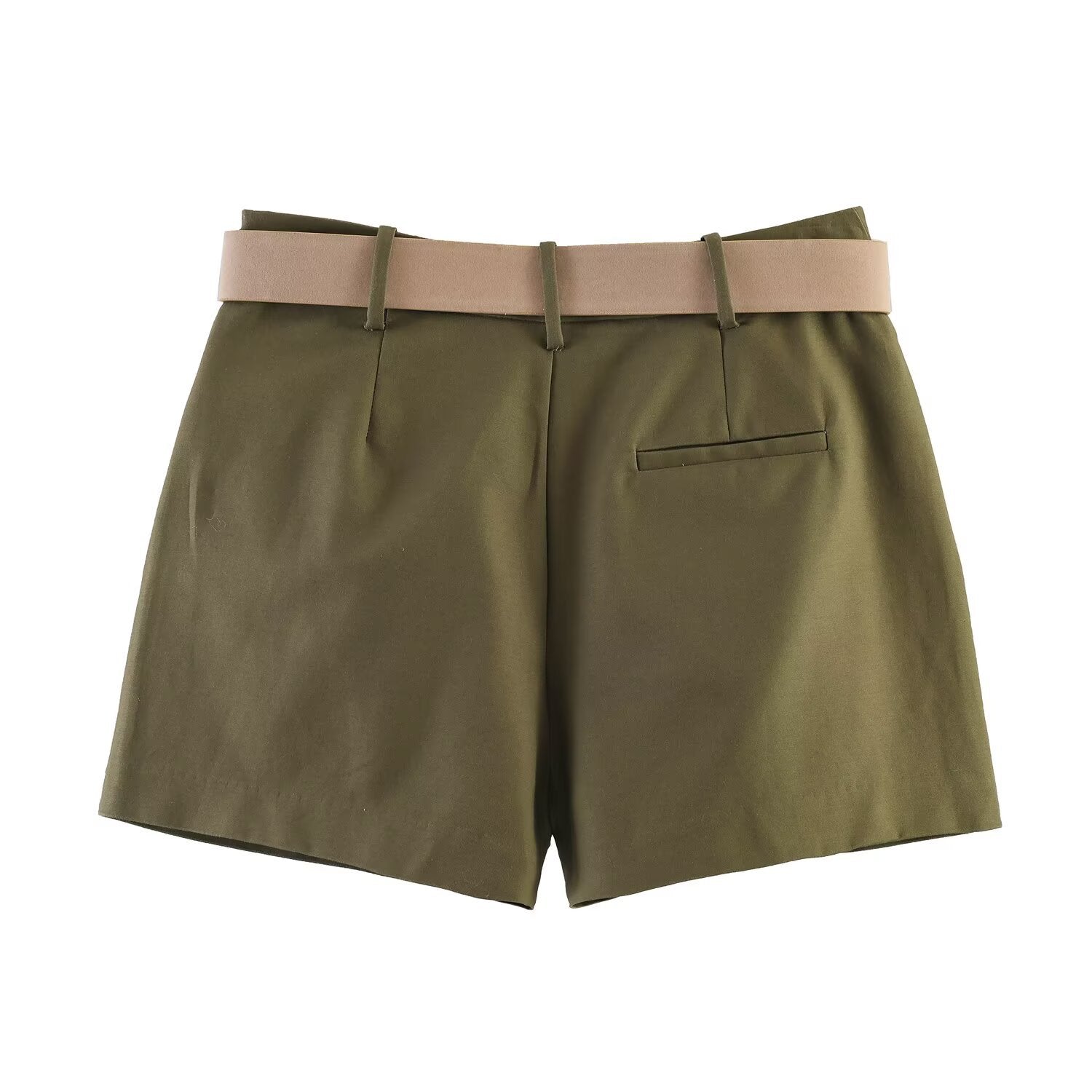 Olive Green High-Waist Shorts