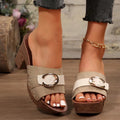 Buckle block-heel sandals for women