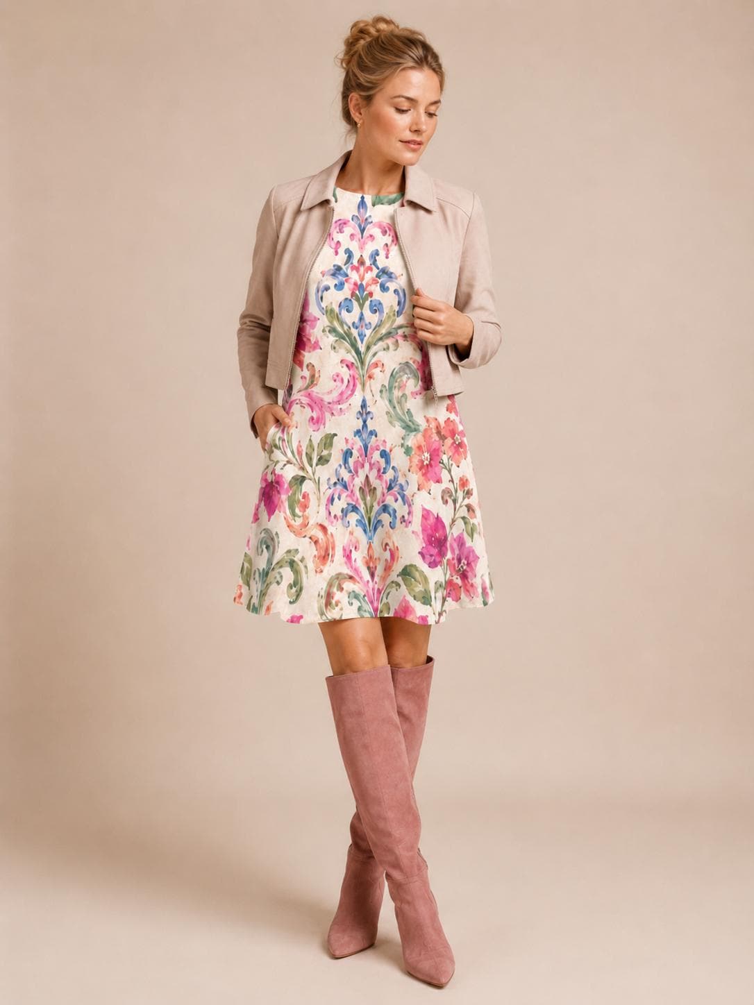 Pink Floral Cottagecore Dress | Romantic Garden Party Pocket Dress