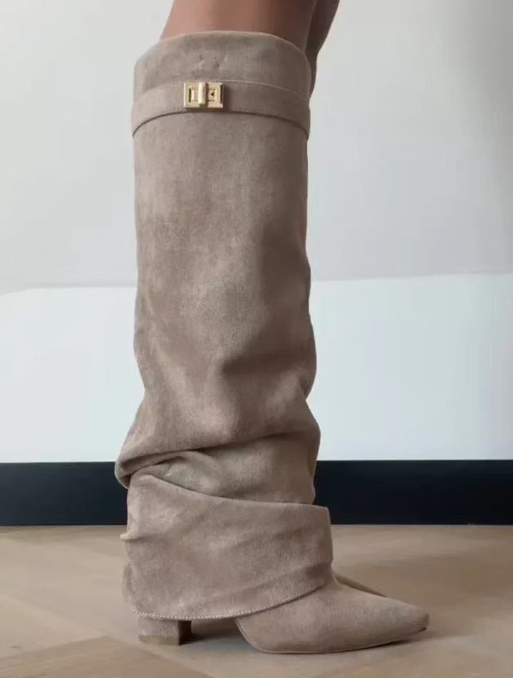 Pointed-toe tall ankle boots product image