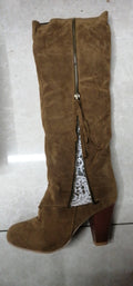 Side-zip tall boots with cuff detail