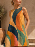 70s Abstract Art A-Line Mini Dress front view