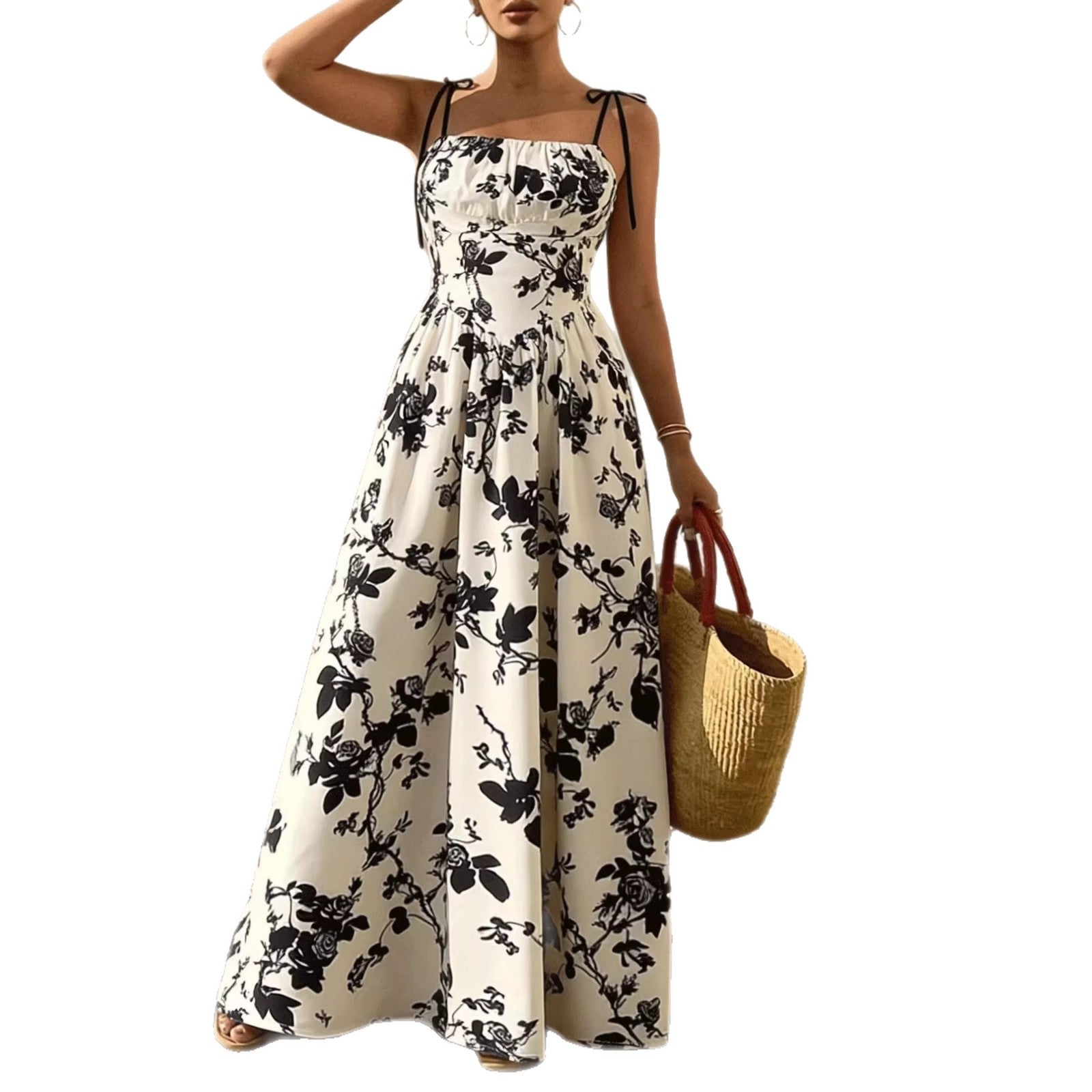 Beige Sleeveless A-Line Maxi Dress