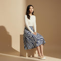 Navy Geometric Maxi Skirt | Architectural Wearable Art Skirt