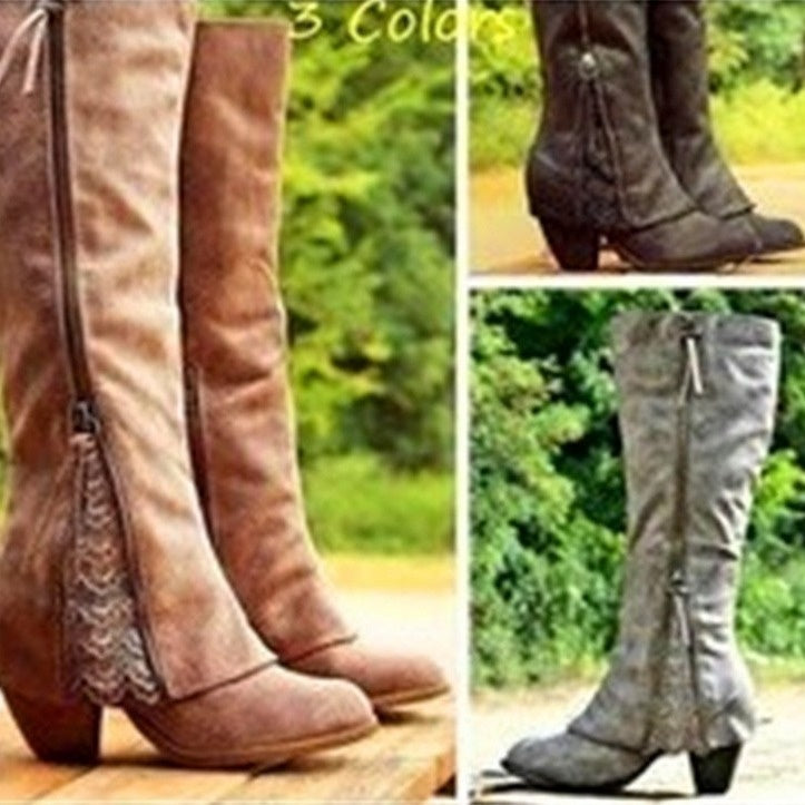 Women's high-shaft boots with chunky heel