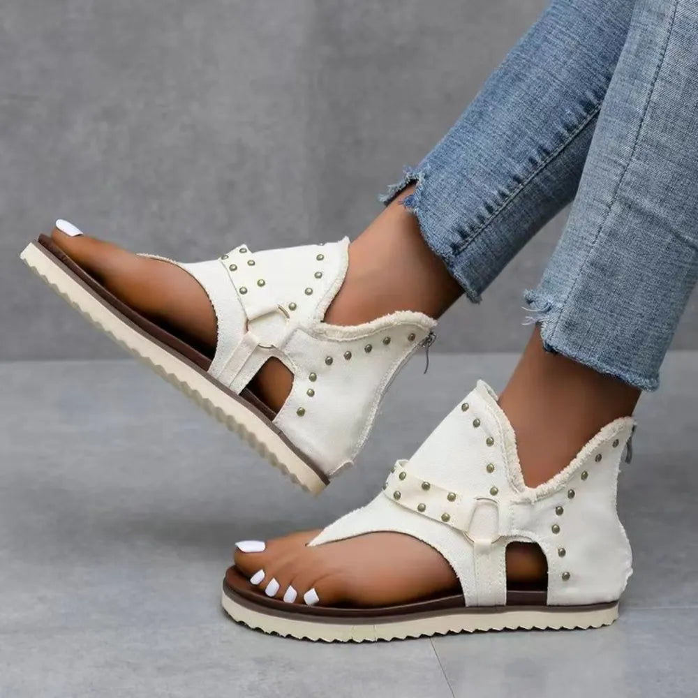 Open-toe studded summer sandals