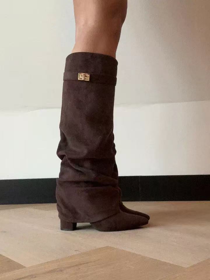 Women's fashion mid-calf boots side view