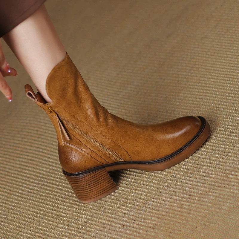 Women's brown platform ankle boots