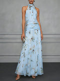 Printed Strapless Sleeveless Maxi Dress