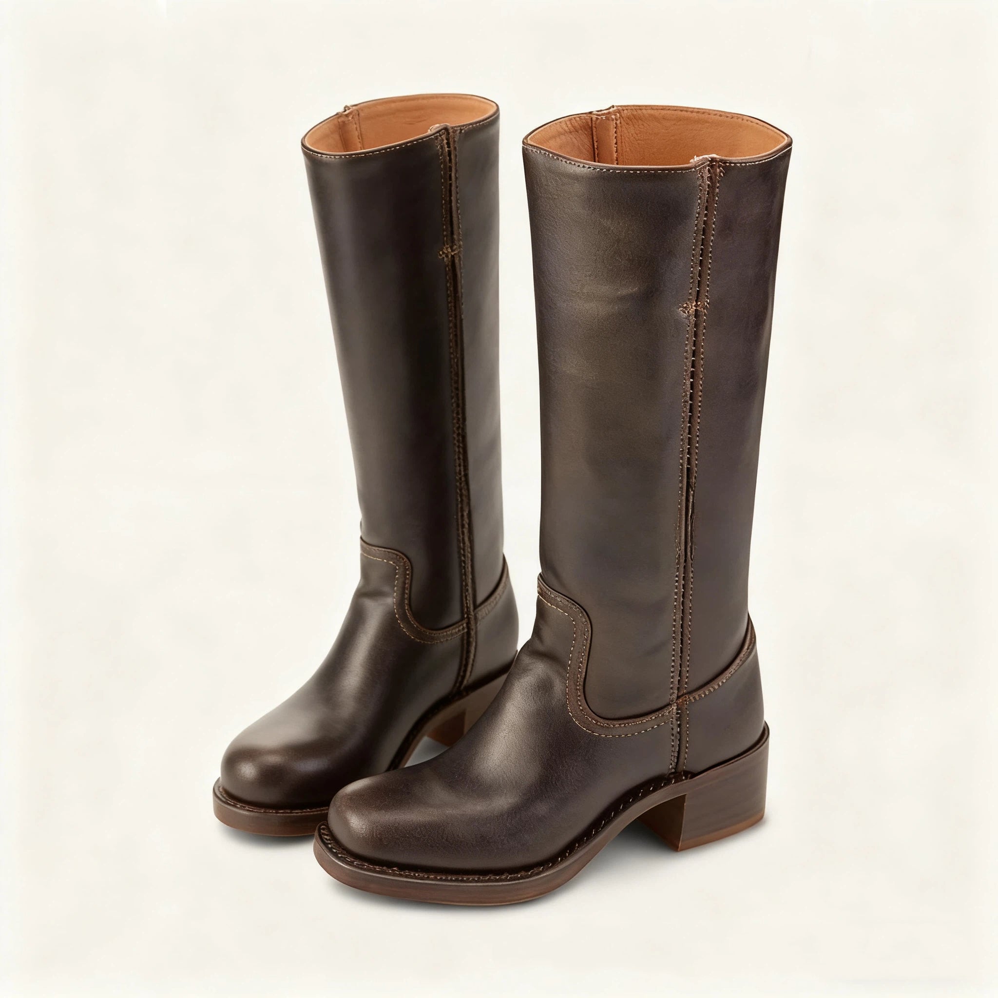 Retro pull-on western boots in fashion color