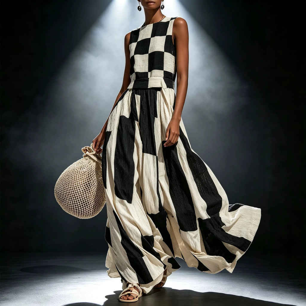 Black Sleeveless Round-Neck Maxi Dress