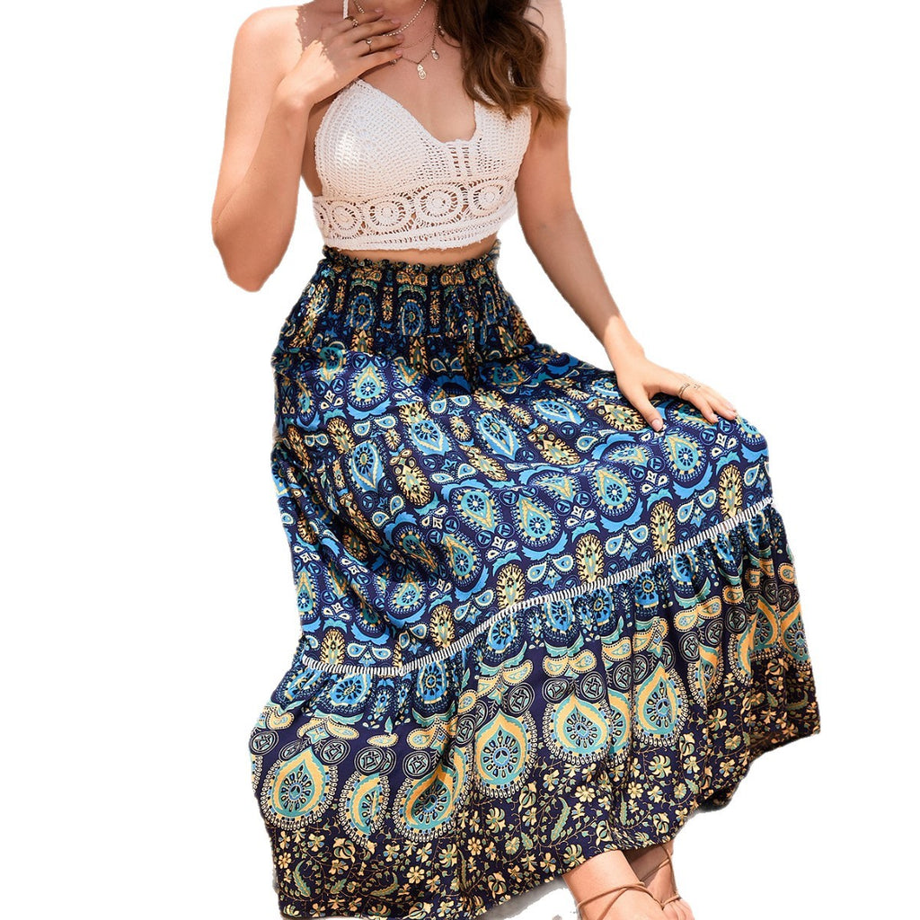 Viscose High-Waist Relaxed Midi Skirt