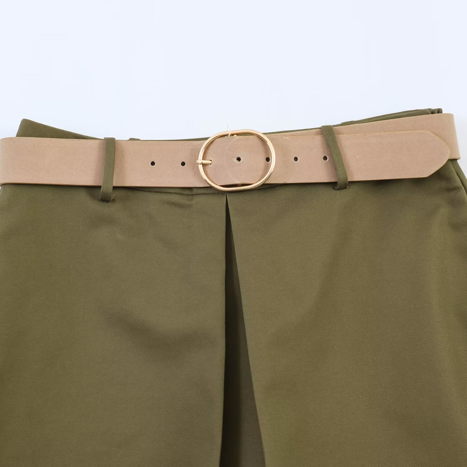 Olive Green High-Waist Shorts