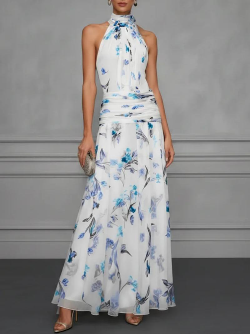 Printed Strapless Sleeveless Maxi Dress