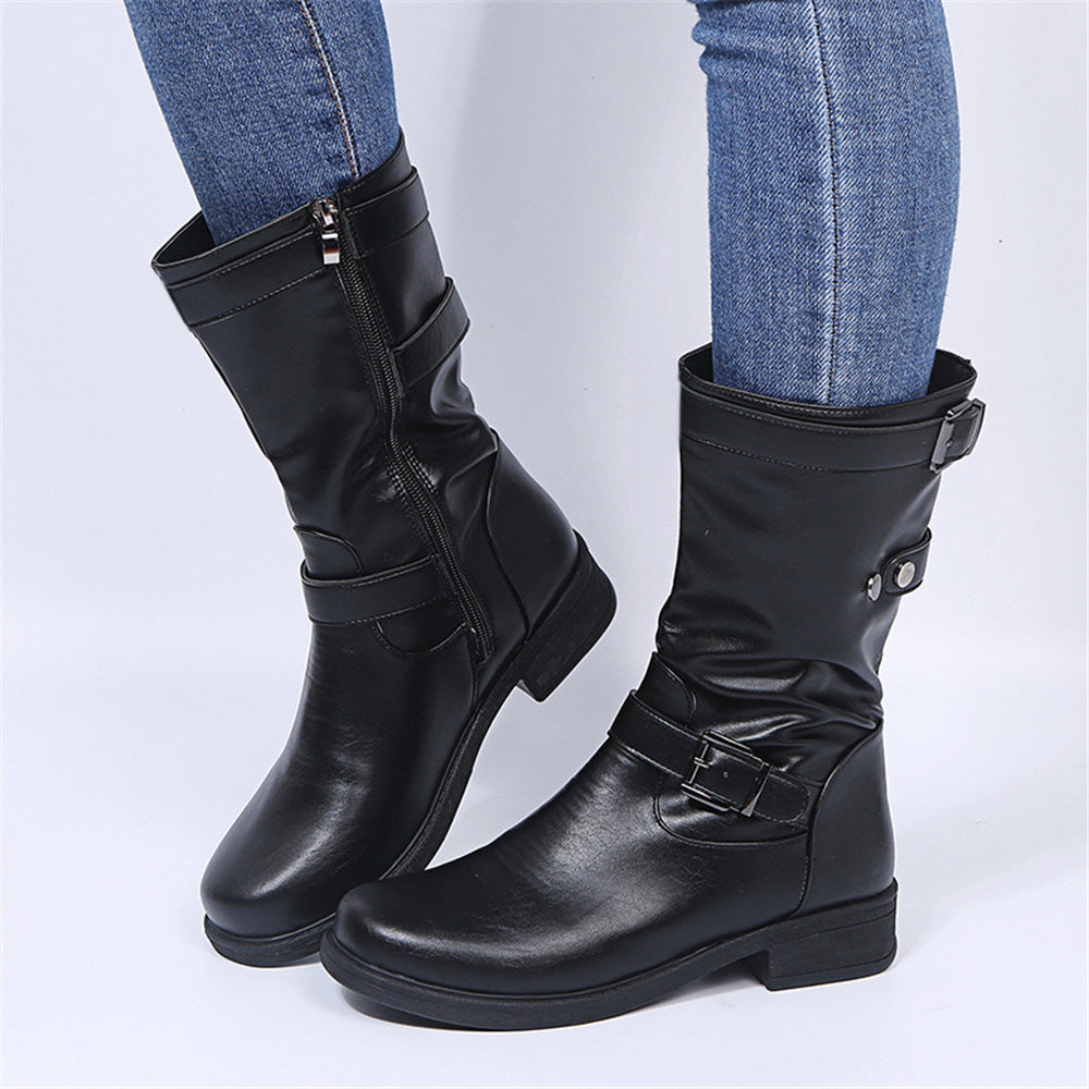 Low-heel mid-calf boots product view