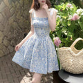 Floral Low-Neck Sleeveless Mini Dress