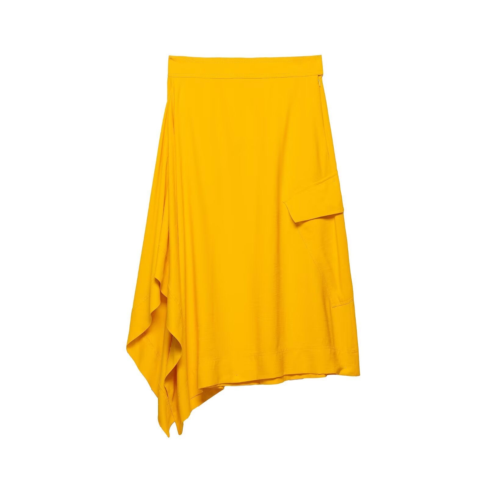 Golden Yellow Straight Midi Skirt
