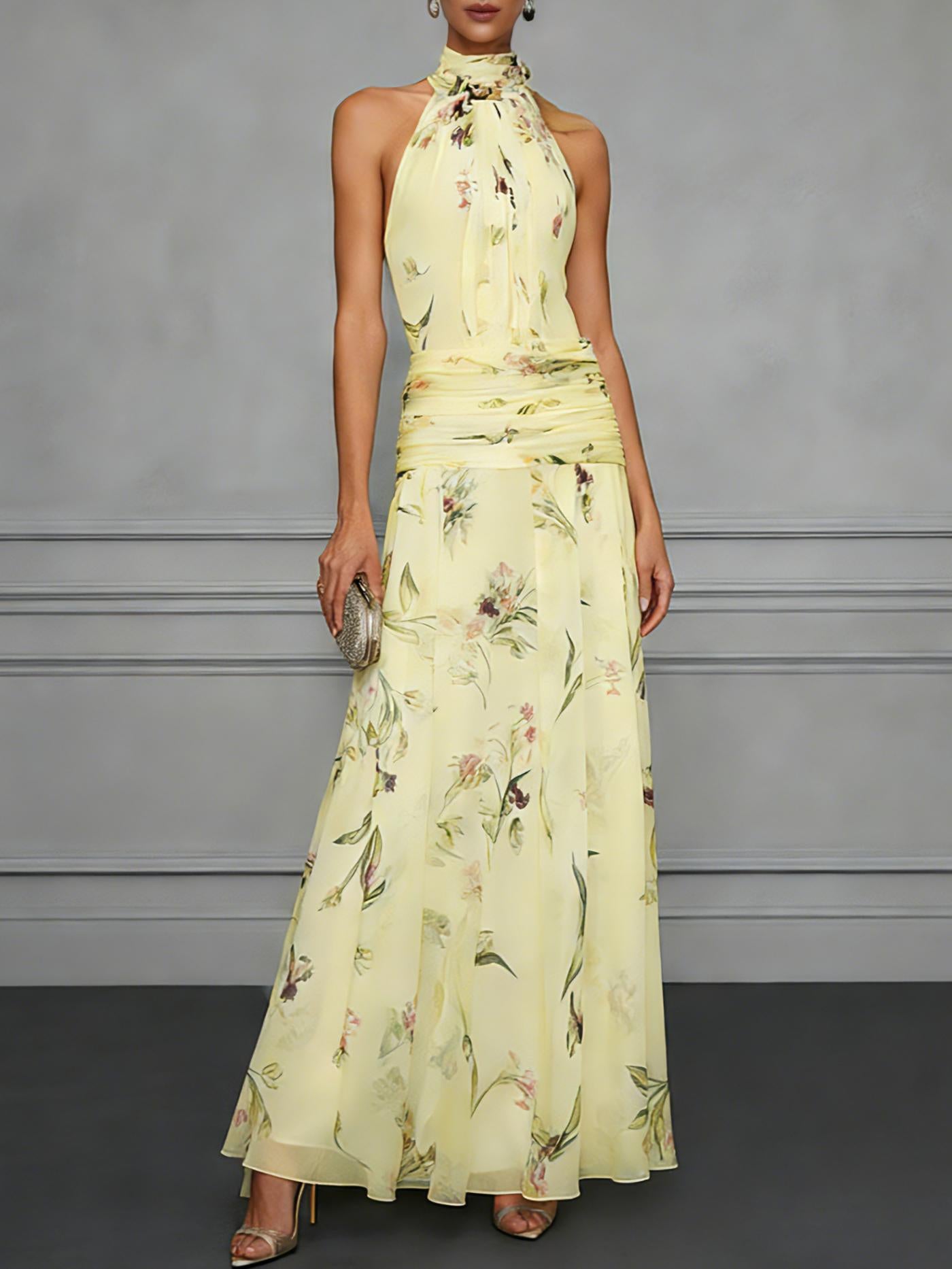 Printed Strapless Sleeveless Maxi Dress
