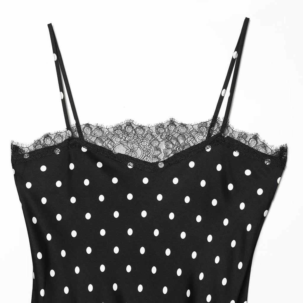 Polka-Dot Sleeveless Long Dress