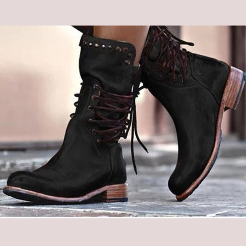 Women's round-toe wide-fit ankle boots