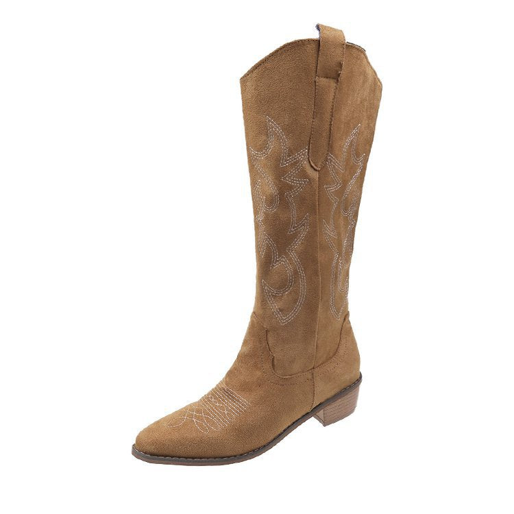 Chunky-heel western mid-calf boots for women