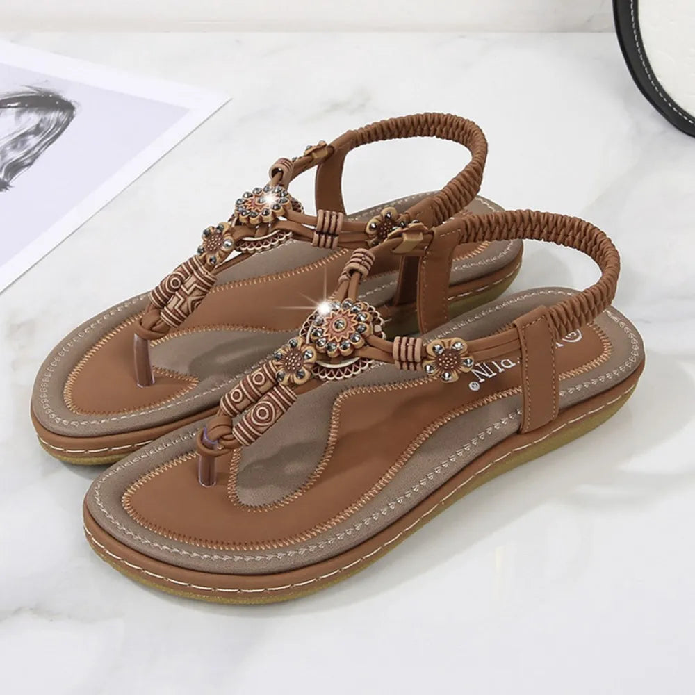 Classic PU toe-post flat sandals for women