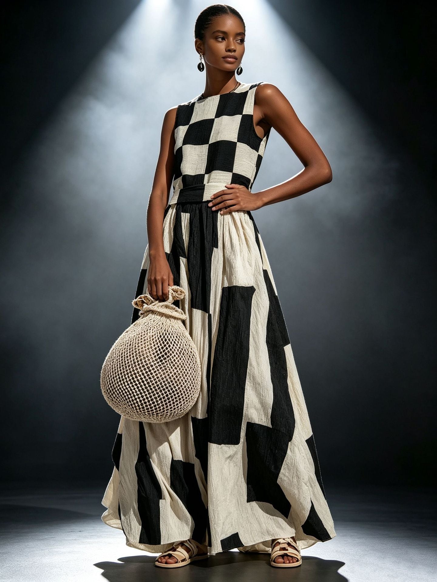 Black Sleeveless Round-Neck Maxi Dress